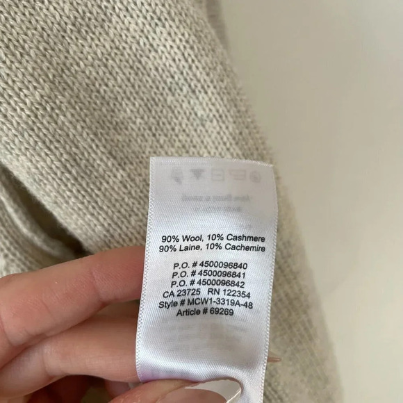 Aritzia Babaton Beekman Cashmere Wool Cardigan Sweater Grey Oatmeal Sz Medium - Picture 8 of 8